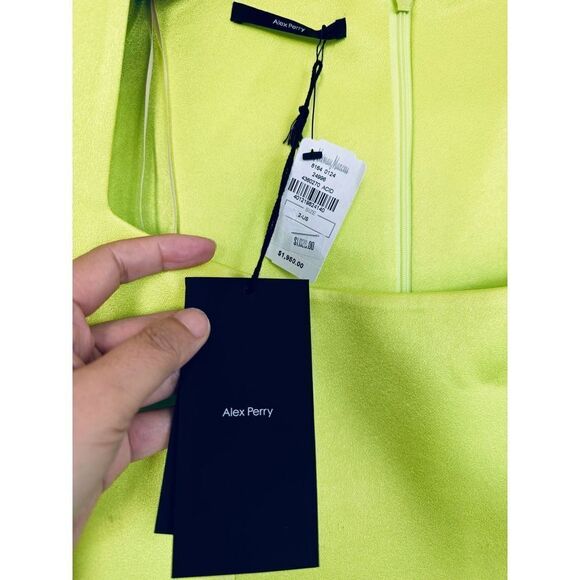 Alex Perry Manor Strong Shoulder Midi dress Acid UK6/US2 - Picture 9 of 9